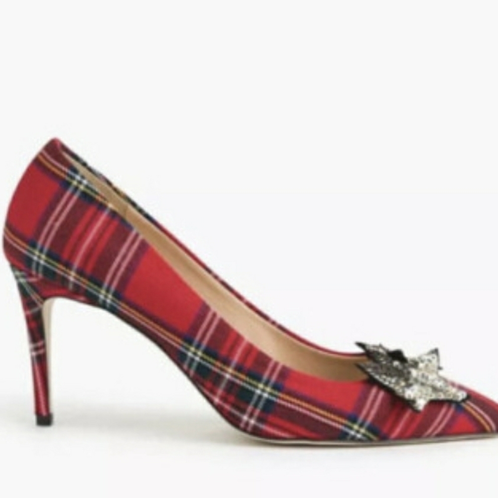 J. Crew Lucie Pumps Red Tartan Plaid Size 9.5